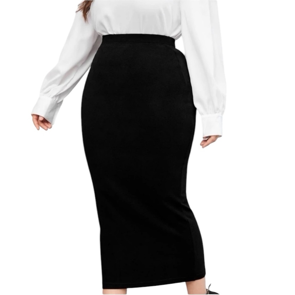 SHEIN Curve Black Long Maxi Skirt 4XL